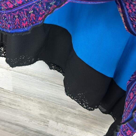 Calessa Boho Paisley Asymmetrical Hem Layered Tunic Top Blue Purple XL - Picture 6 of 9